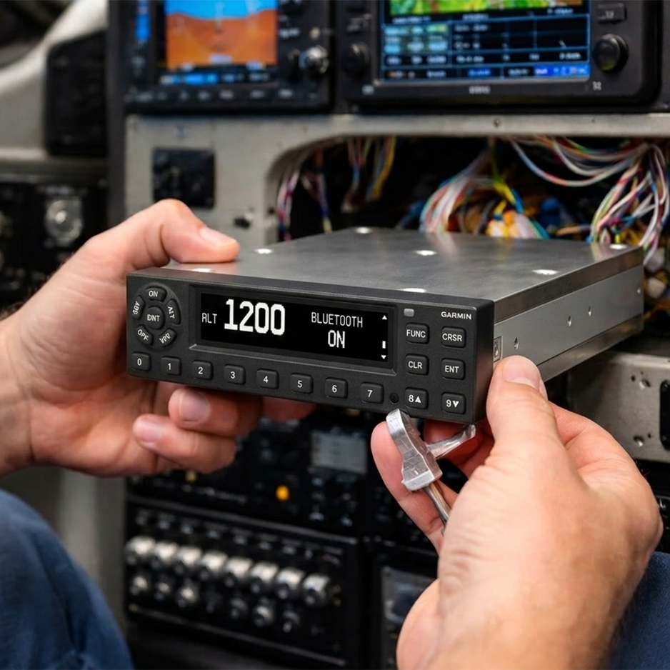Garmin GTX 345 transponder installation in aircraft panel by Florida Avionics in South Florida