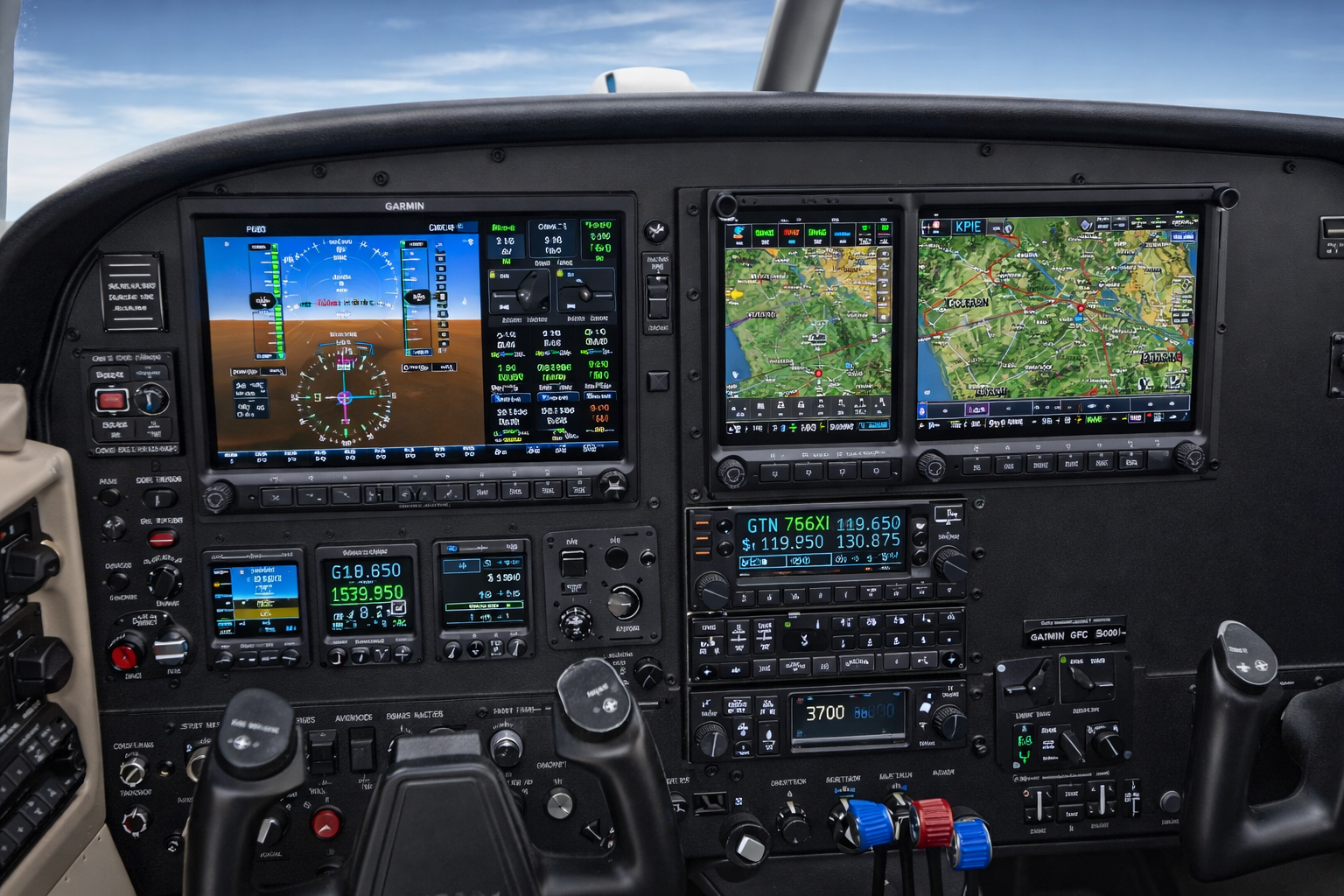 Garmin avionics glass cockpit upgrade with G3X Touch and GTN 750Xi installed by Florida Avionics