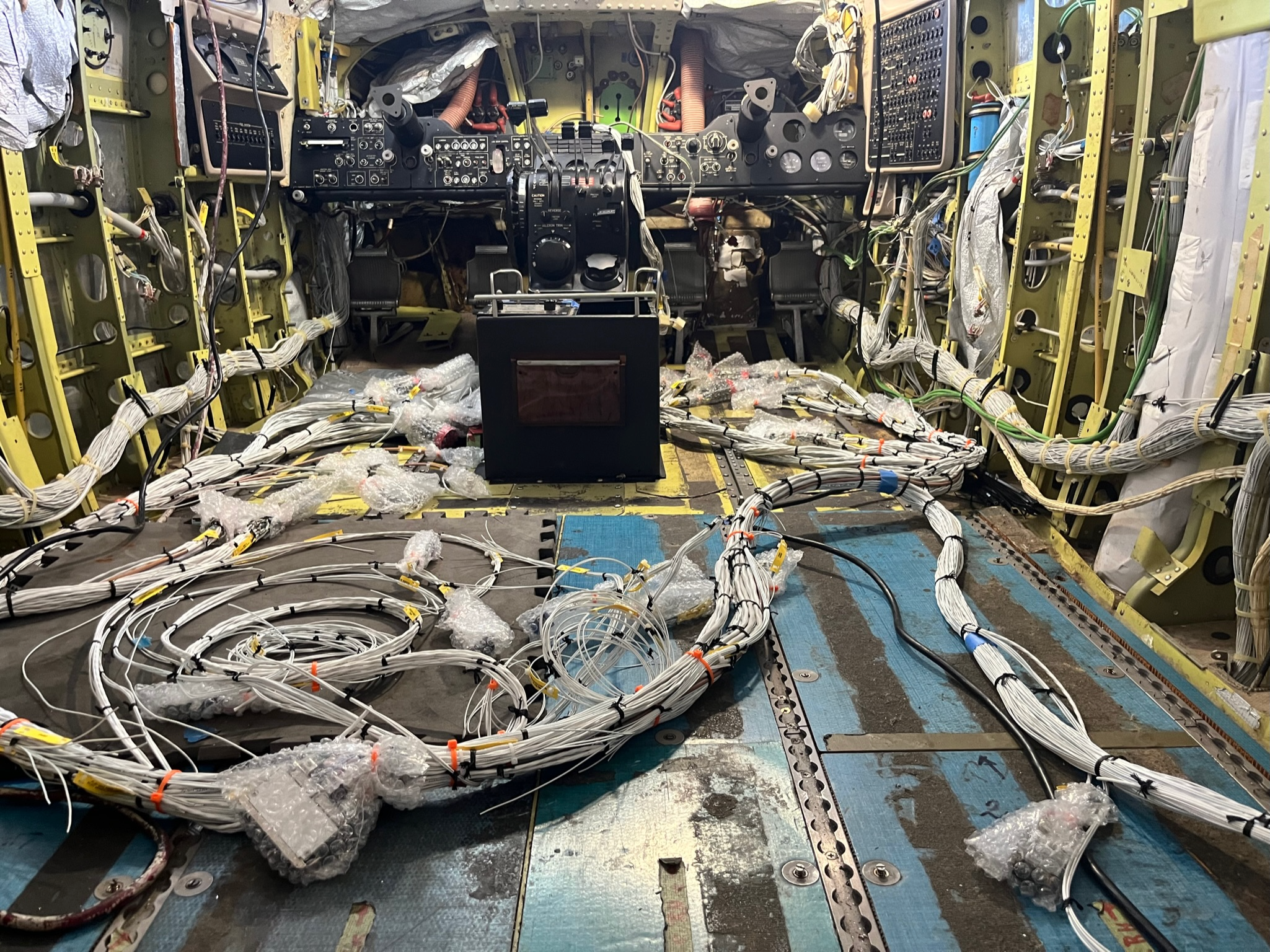 Aircraft avionics installation wiring harness during Garmin upgrade at Florida Avionics